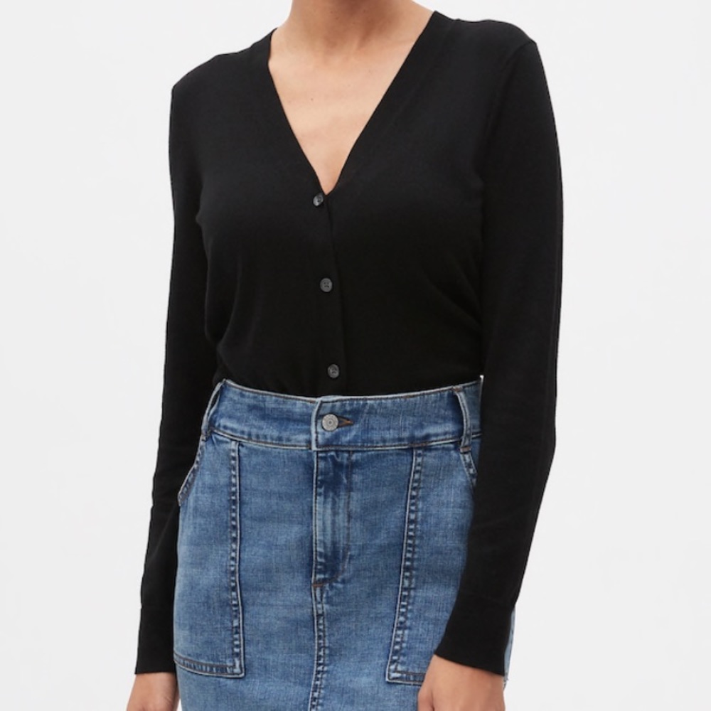 Heather by Bordeaux black cardigan sweater top S